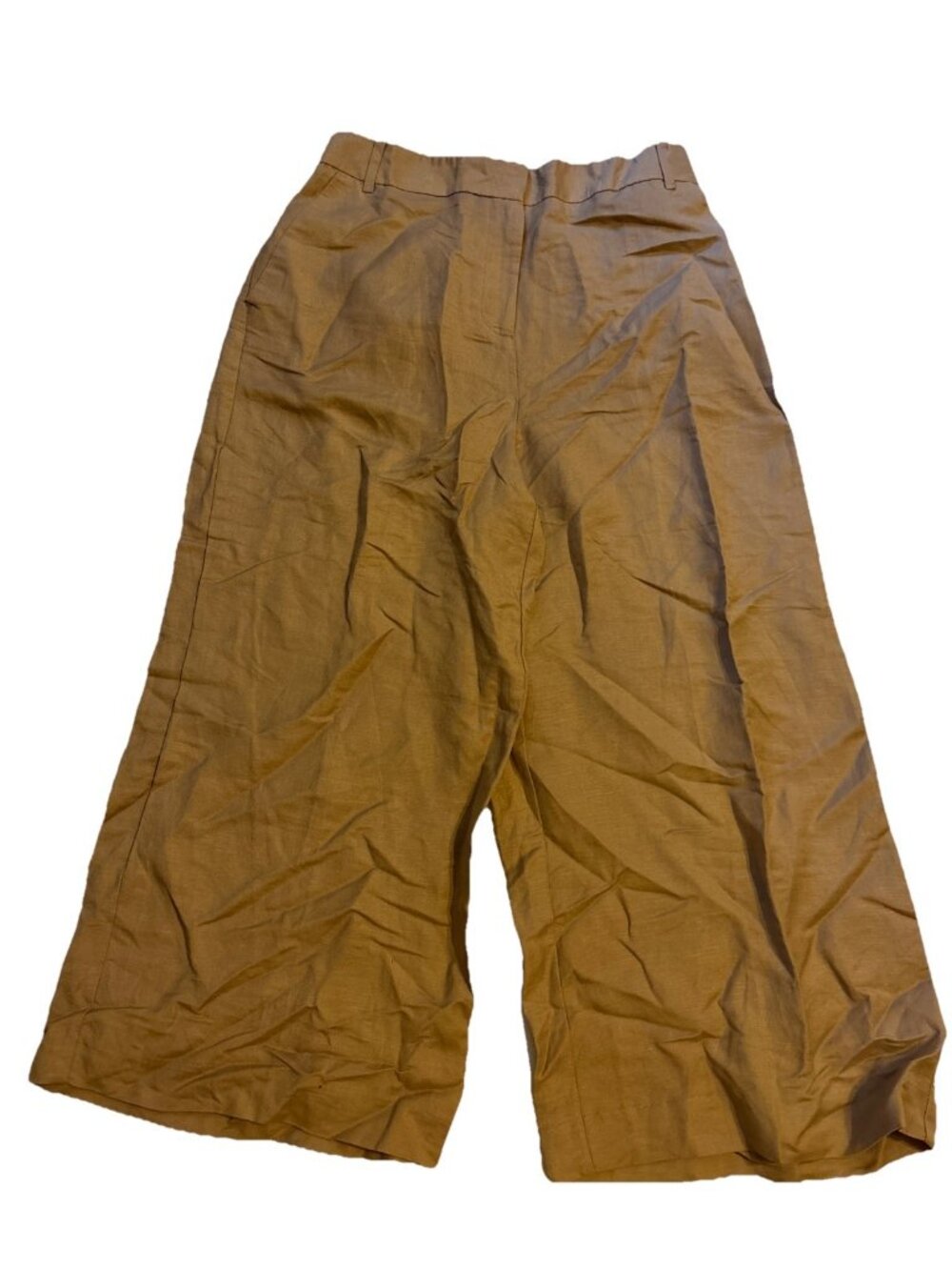 Worthington Wide Leg Crop Tan Linen Blend Pants Size Medium